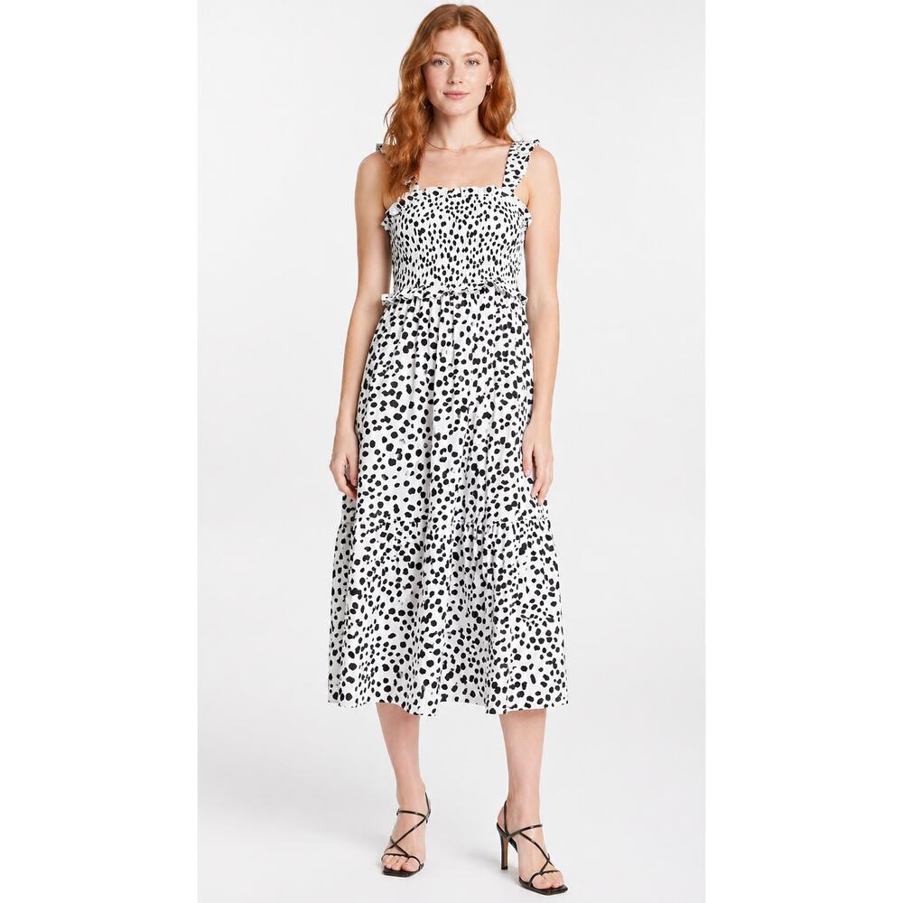 Influence Midi Beach Dress Black White Spot Womens 12 New Sleeveless